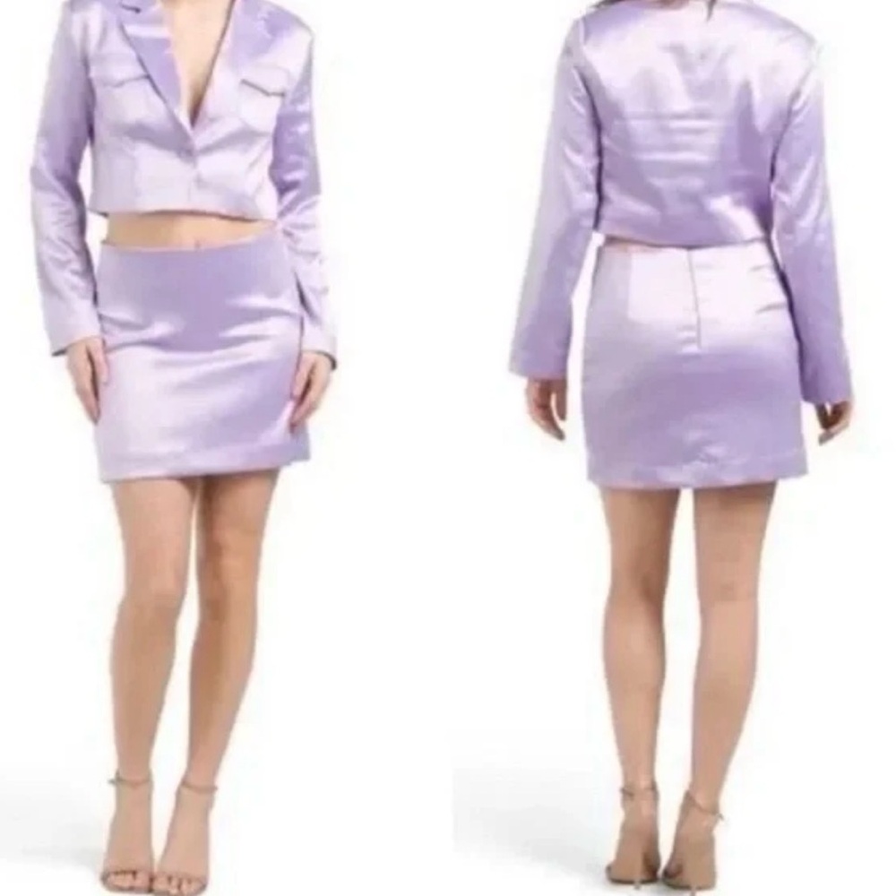 House of Harlow 1960 Purple x REVOLVE Satin Blazer and Skirt Set Small